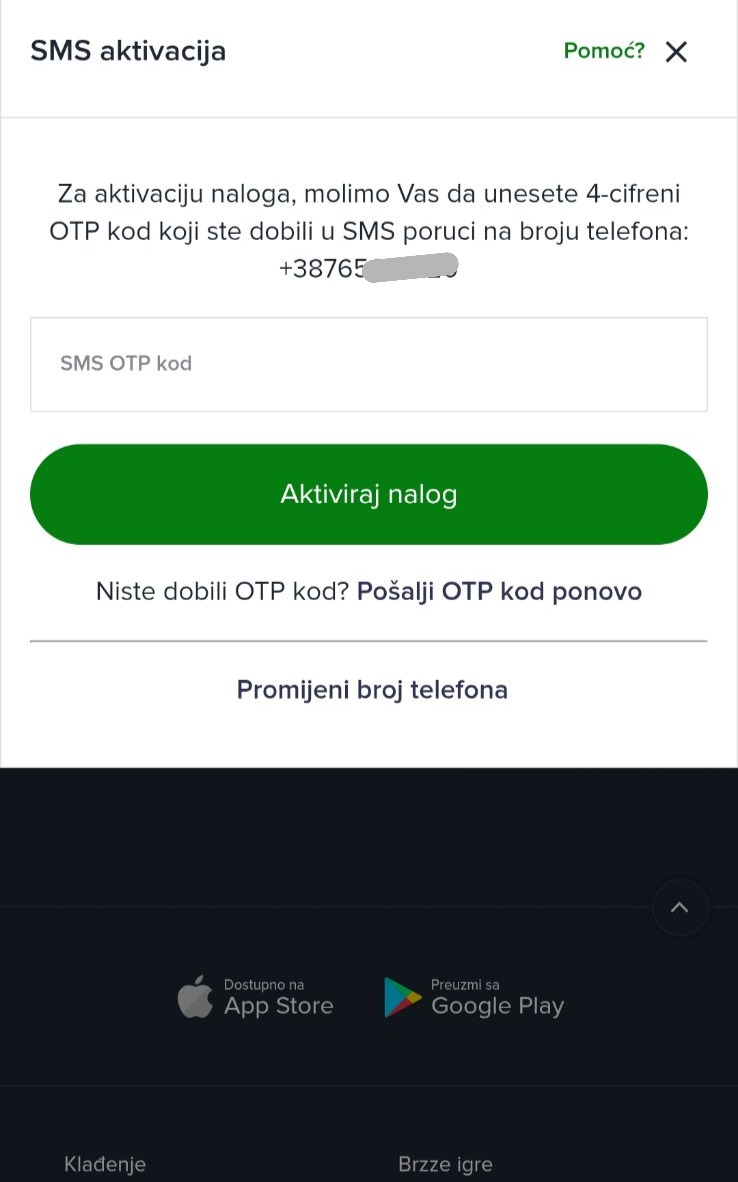 Verifikacija broja telefona – Mozzartbet